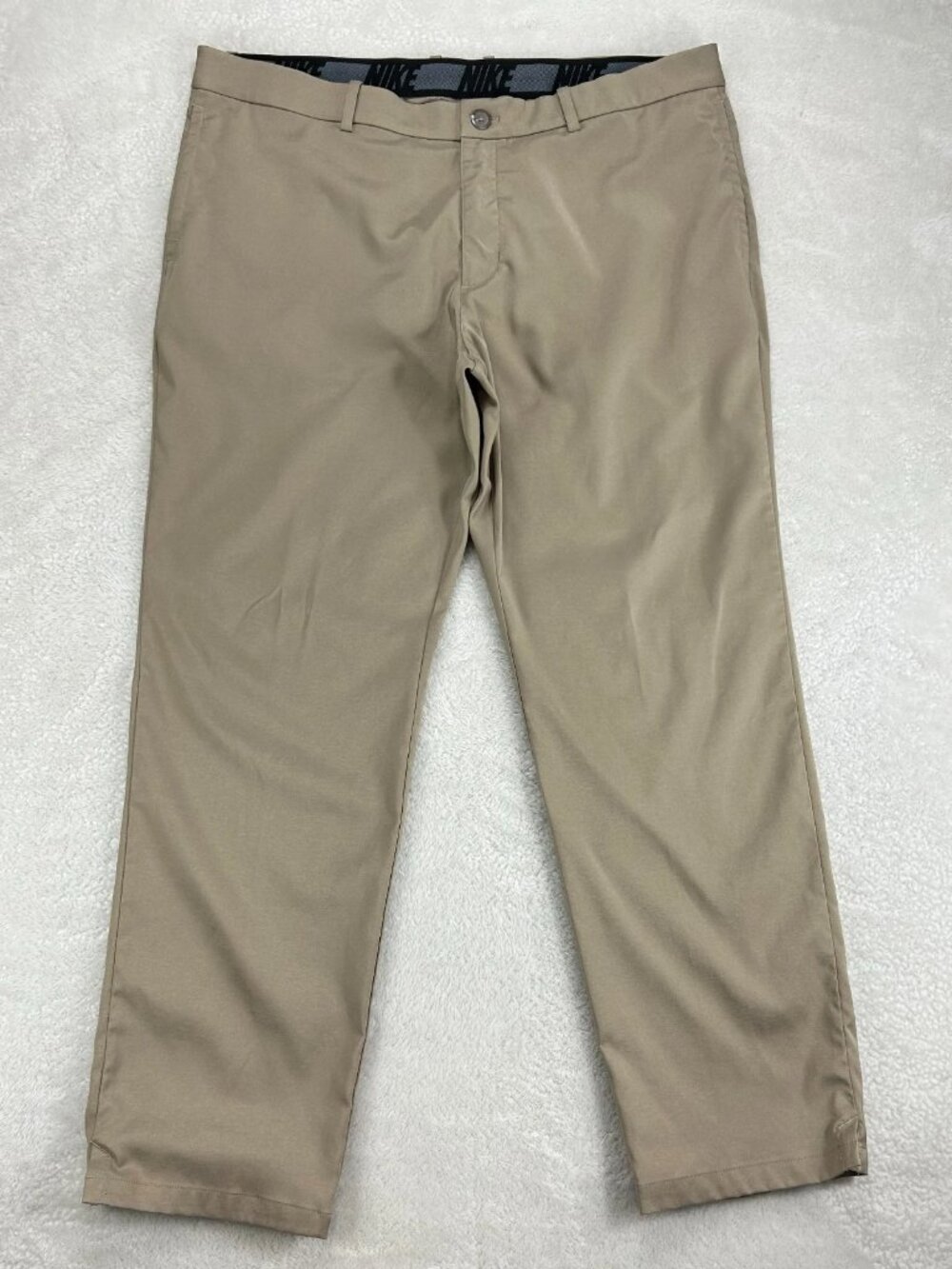 Nike Dri-Fit Flex Golf Pants‎ Mens 40x30 Beige Flat Front Stretch Straight Leg